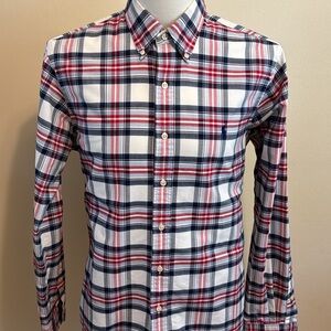 Ralph Lauren Red, White & Blue Plaid Long Sleeve Button Down Shirt